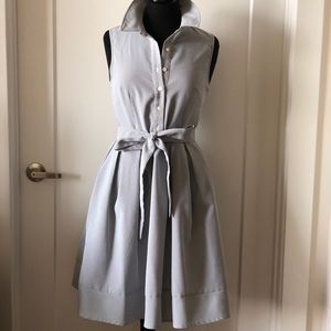 Blue and white seersucker stripe dress